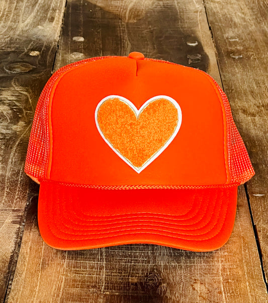 Orange Heart Hat