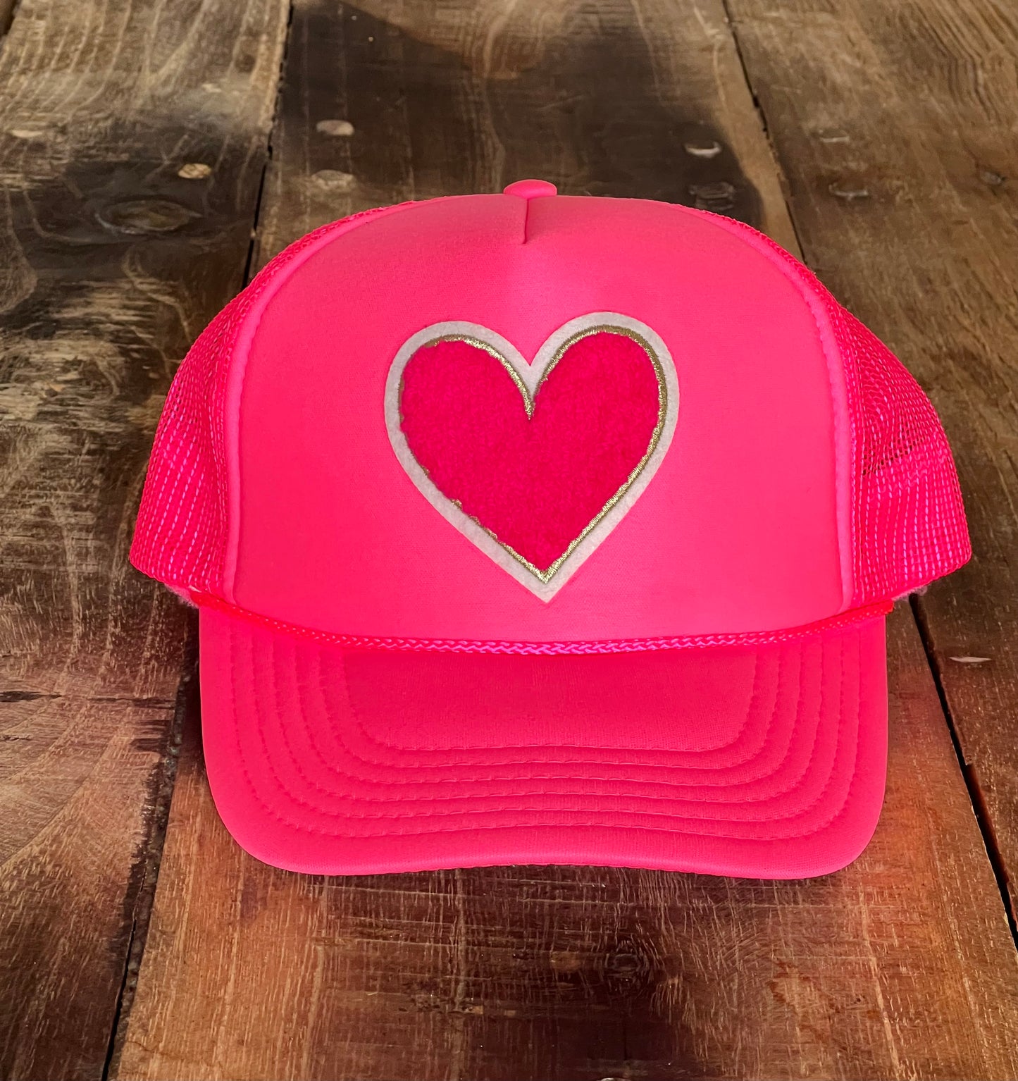 Neon Pink Heart Hat